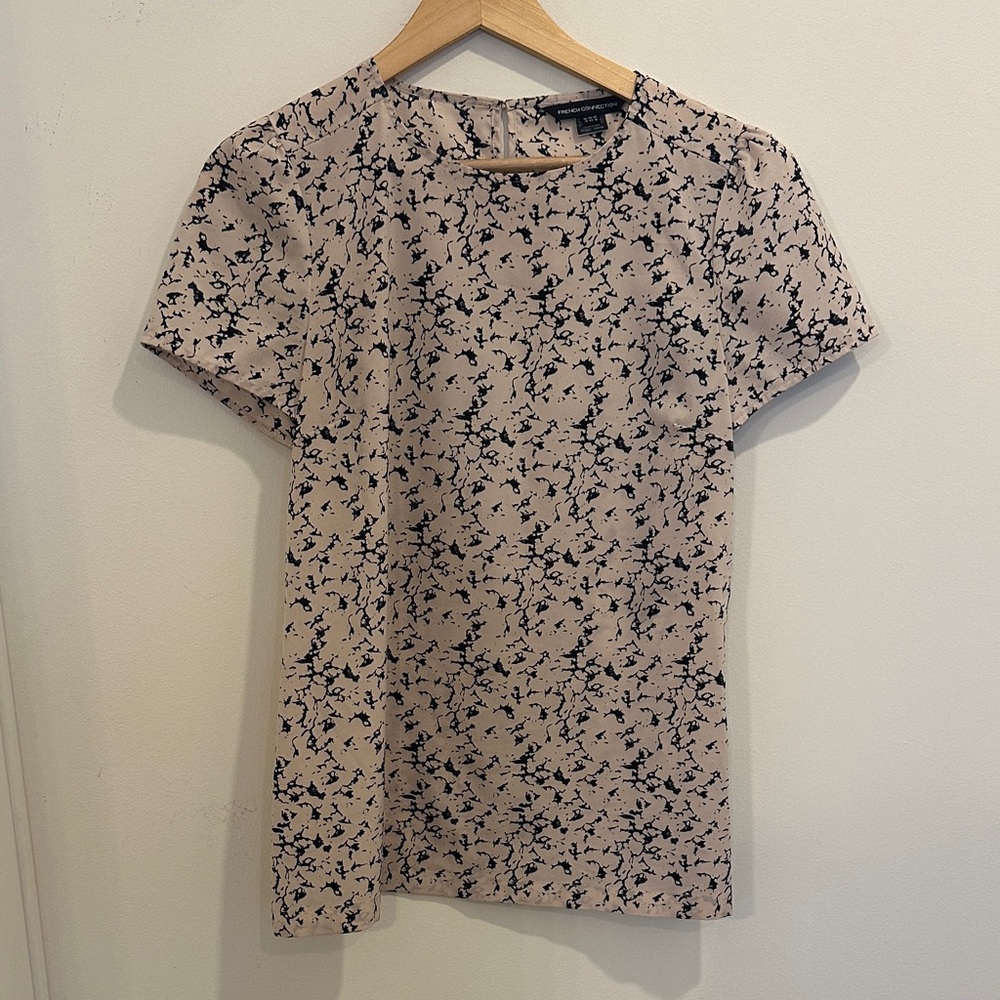 French Connection Navy and Pale Blush Pink Blouse